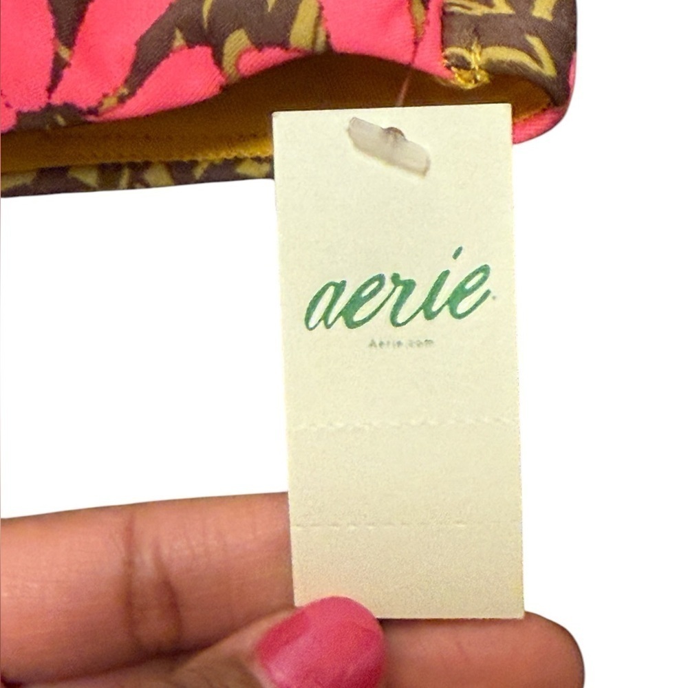 NWT Aerie Retro Floral Scoop Bikini Top Medium - Picture 3 of 7